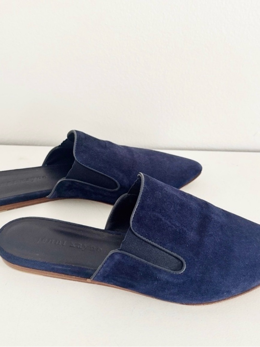 Jenni Kayne Navy Suede Slip-On Pointed Mules size 7.5